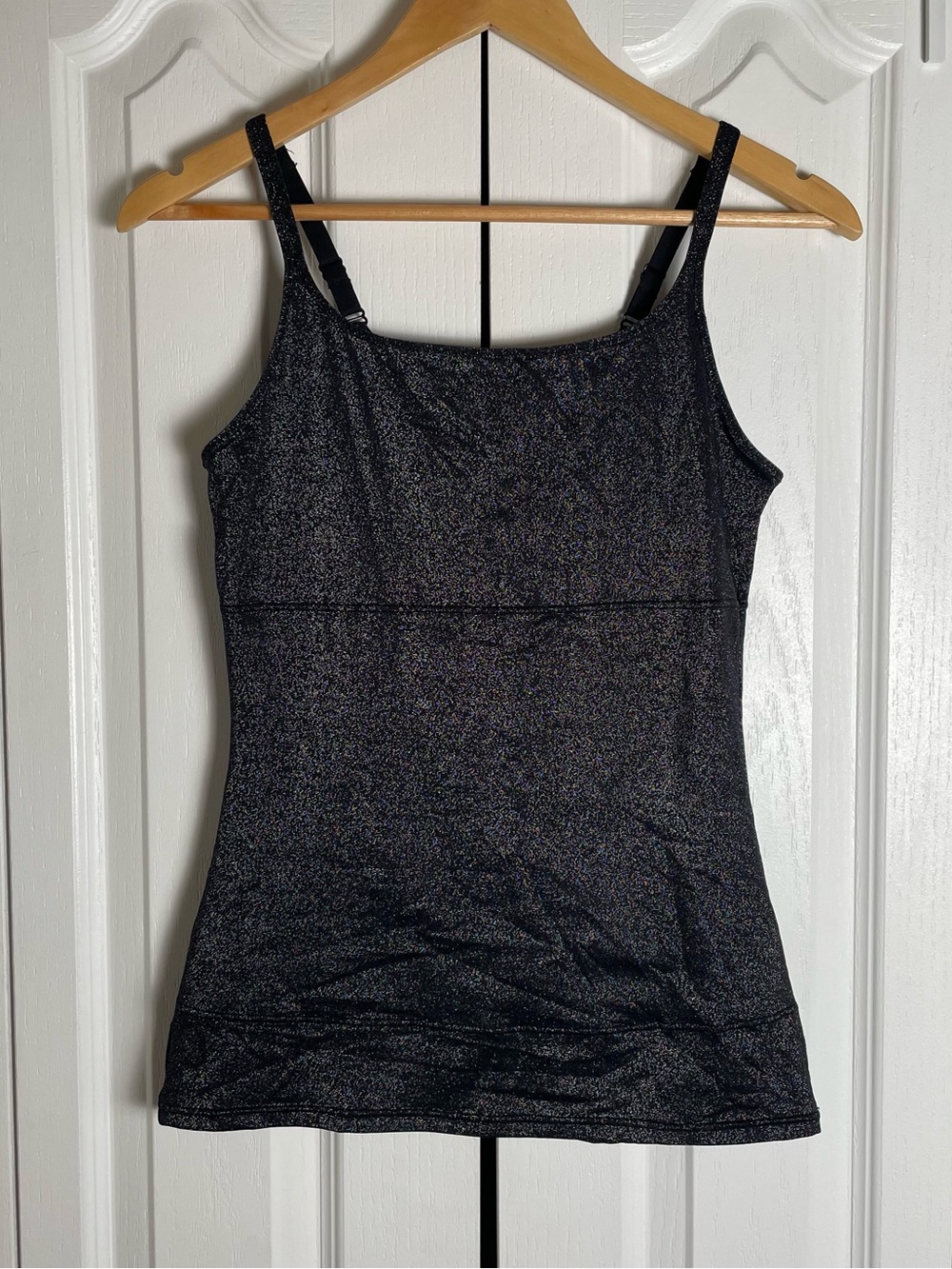 Flexees Shapewear Slimming Tank Top Women’s M Black Shimmer Camisole Shaper